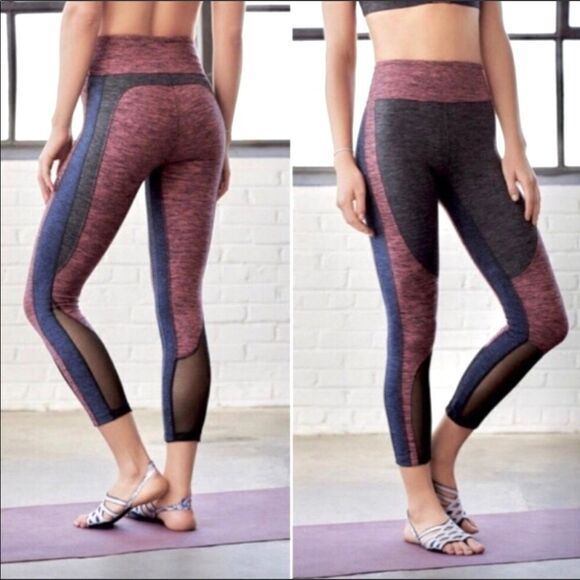 Free People Movement Leggings Dylan Color Blocked Cropped Mesh High Rise Medium - Picture 13 of 14